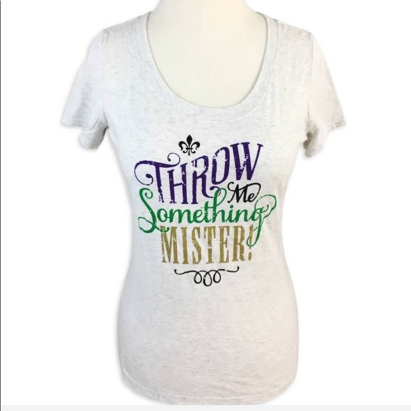Fleurty Girl Tops - Fleurty Girl Sz L Grey T-shirt NOLA NWT Mardi Gras